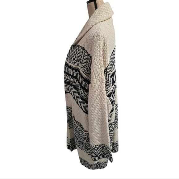 Lucky Brand Women's Fair Isle Print Coatigan Wool Cream &‎ Black Plus XXL NEW - Picture 4 of 12